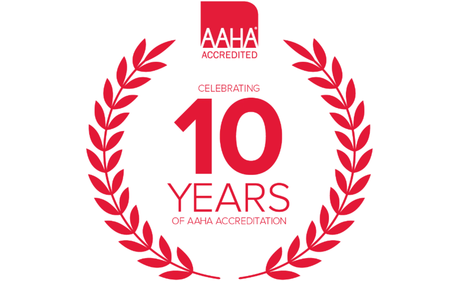 10 Years of AAHA Accreditation Logo